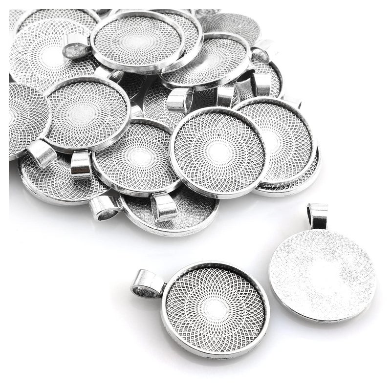 Lind Kitchen 25pcs Round Bezel Pendant Trays Setting Cabochon Blank Base for DIY Crafting Photo Jewelry Findings Making Accessories 25mm - Image 1